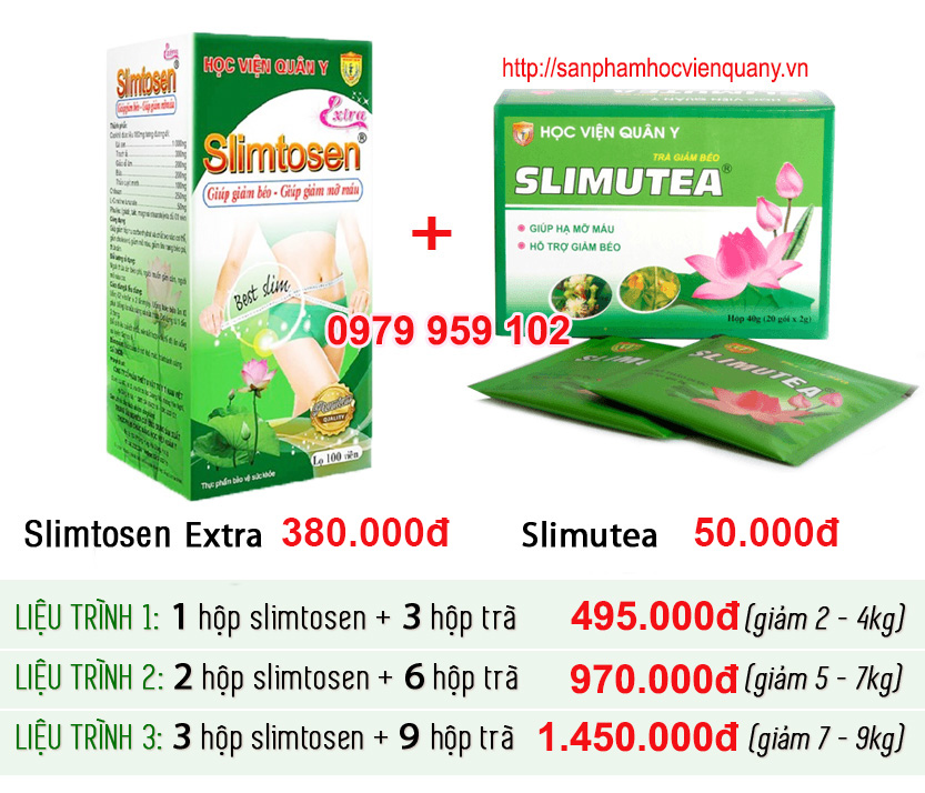 viên uống slimtosen và trà slimutea